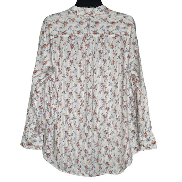 On 34th Womens Shirt Plus Size 2X Floral Print Long Sleeves Shadow Stripe Woven - Picture 3 of 10